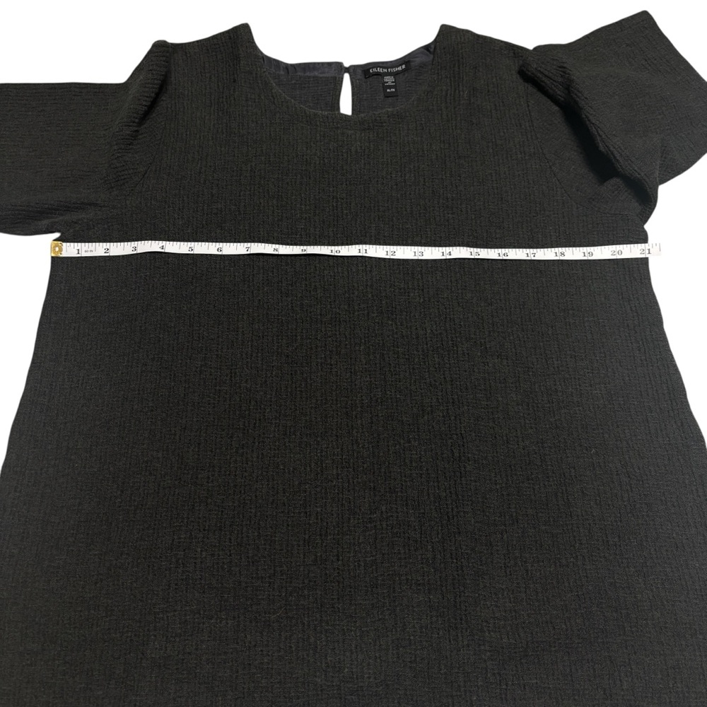 Eileen Fisher Textured Ripple Knit Seaweed Round Neck 3/4 Sleeve Top Medium - Picture 13 of 15